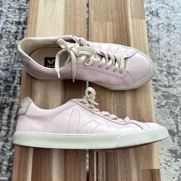 Veja Esplar in Petal Pink Patent Leather Lace Sneakers Size Women's US 9 - Picture 2 of 15